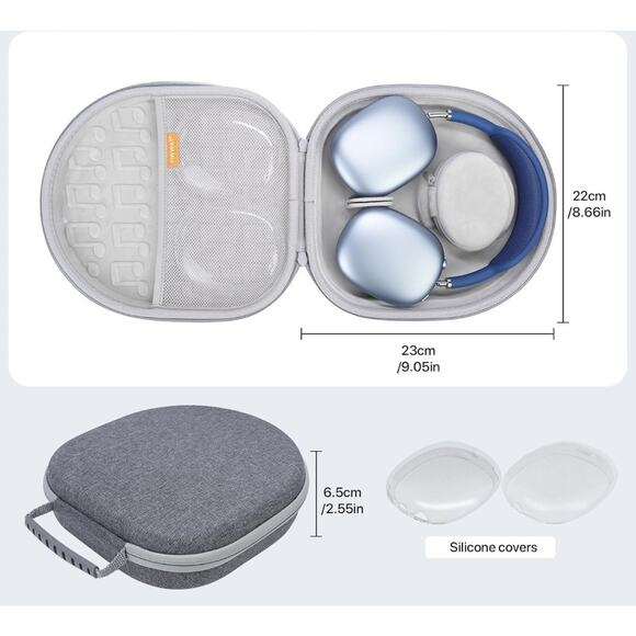 Smart Case for AirPods Max Headphones with Sleep Mode, Slim Hard Case, Grey - Picture 2 of 6